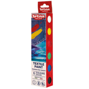 Toy Color - Fabric Paint Pots - Water-Based Textile Paint - 6 Colours - 6 x 25ml