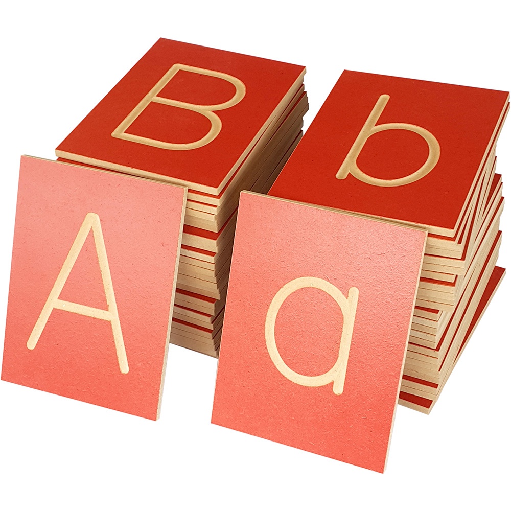 Greenbean - Grooved Letter Plates - Upper & Lower Case - 52pcs - Solid Beech Wood