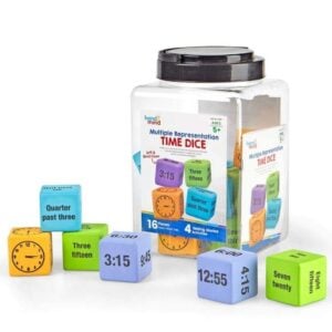 Hand2Mind - Time Representation Dice: Early Math Learning Activity - 16pcs