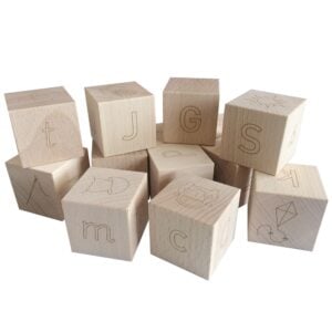 Greenbean - Wooden ABC Blocks - Lower Case Letters - 26pcs - Natural Beech Wood