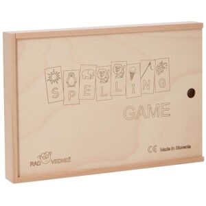 Greenbean - Wooden Letter Tiles - Upper & Lower Case - 96pcs in Wooden Box with Cover - Natural Beech Wood