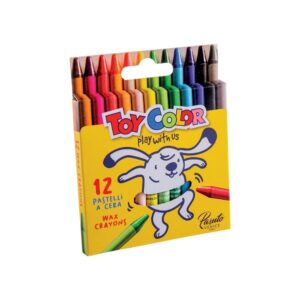 Toy Color - Junior Wax Crayons - Non-Toxic - 12 Pack Box, 8mm