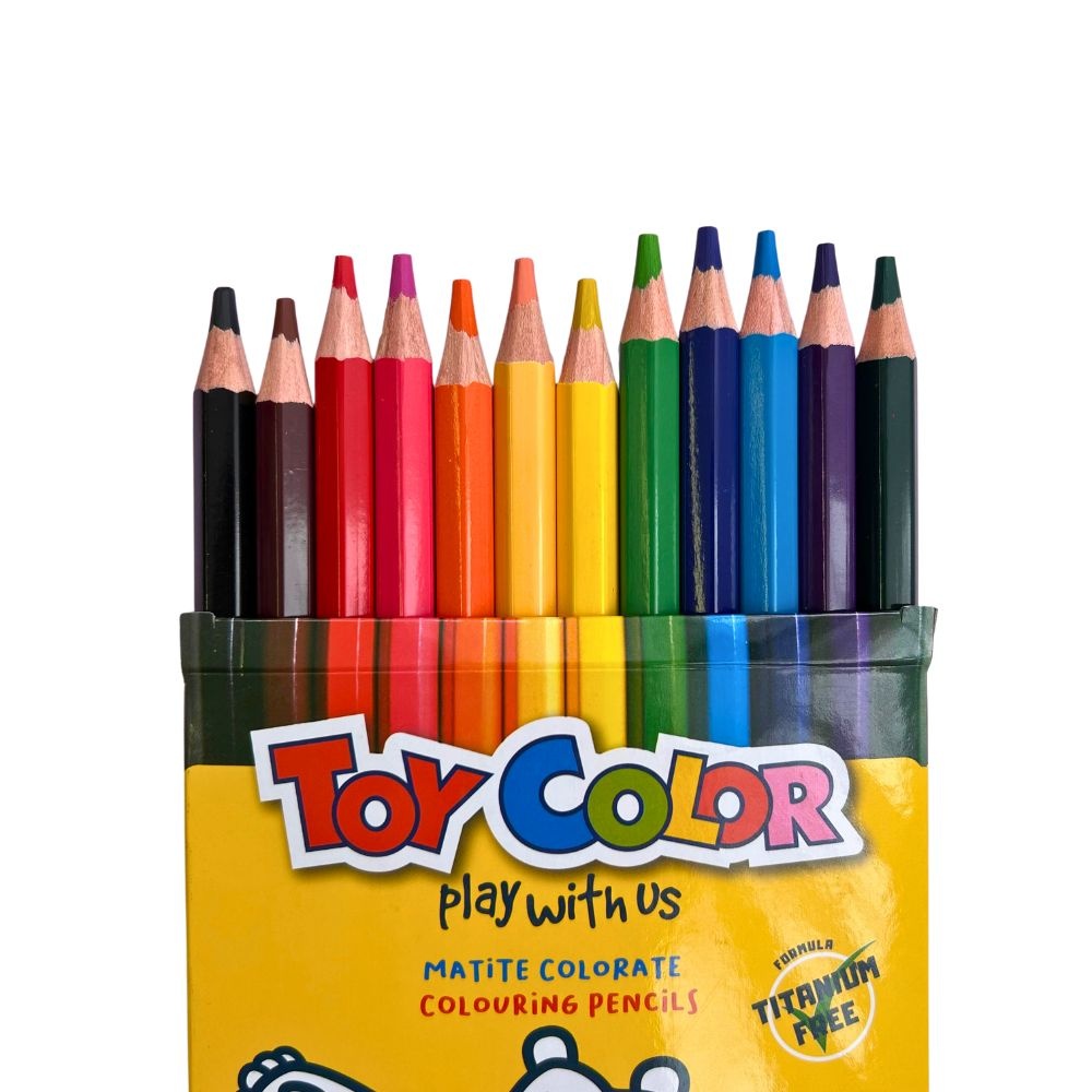 Toy Color - Jumbo Hexagonal Pencils - 12 Colours with 5mm Soft Lead & Sharpener - Image 4