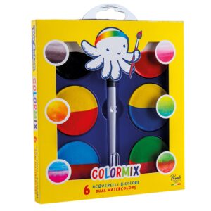 Toy Color - Watercolours Maxi - 6 Giant Dual Colour Tablets with Brush - 55mm Size