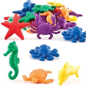 EDX Education - Multi-Coloured Aquatic Counters, Activity Cards and Tweezers