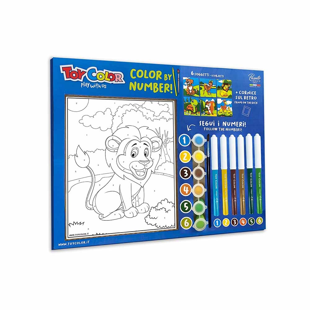 Toy Color - Paint By Numbers Set - 6 Designs with Tempera Paints, Pens & Markers