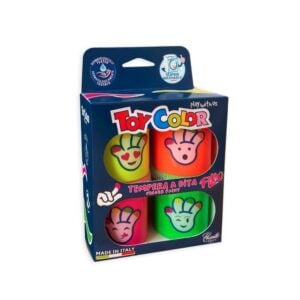 Toy Color - Superwashable & Non-Toxic Fingerpaint for Kids - 4 x Neon 80ml Pots