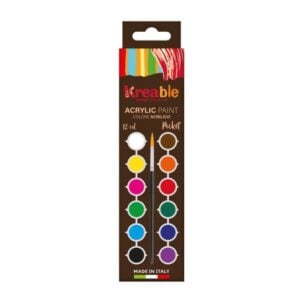 Toy Color - Kreable Matt Acrylic Paint Set - 12 Colours x 2.5ml - Pocket Size Pack