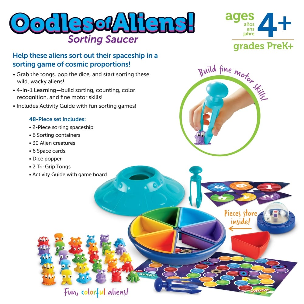 Learning Resources - Oodles of Aliens Sorting Saucer Fine Motor Toy for Toddlers - Image 5