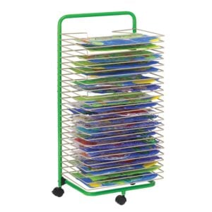 EDX Education - Floor Art Drying & Storage Display Rack with Wheels - 25 Shelves