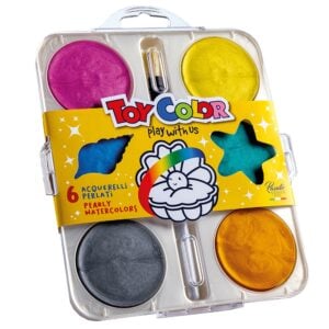 Toy Color - Watercolours Maxi Pearly - 6 Giant Shimmer Colour Tablets with Brush - 55mm Size