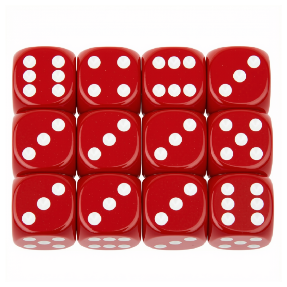 Greenbean - Dice Set: 12pcs in Polybag - 2cm - Red