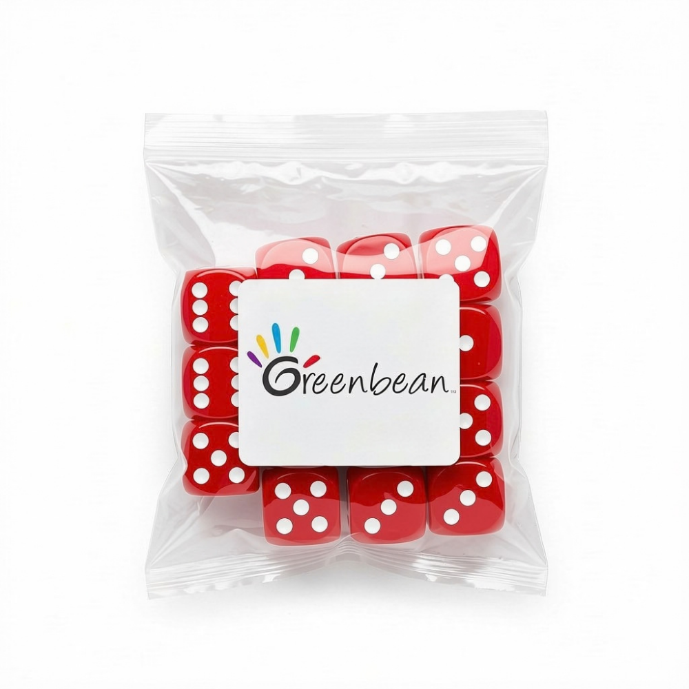 Greenbean - Dice Set: 12pcs in Polybag - 2cm - Red - Image 3